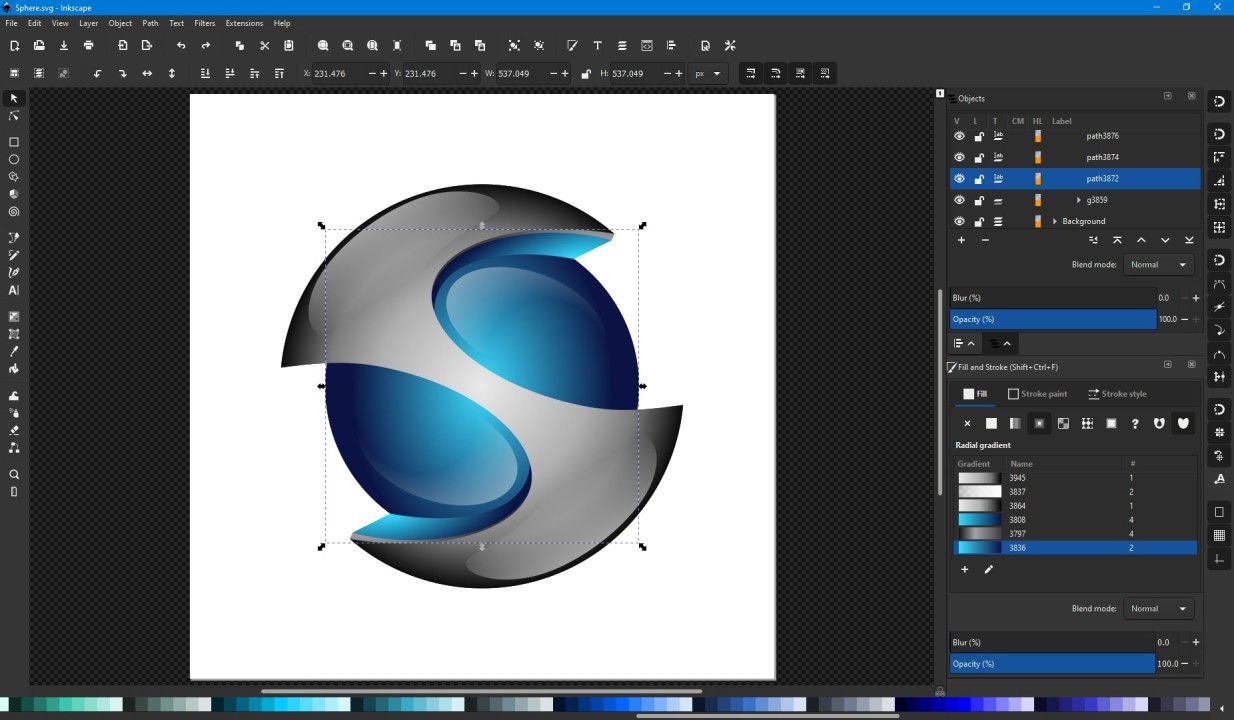A screenshot of Inkscape photo editing app.