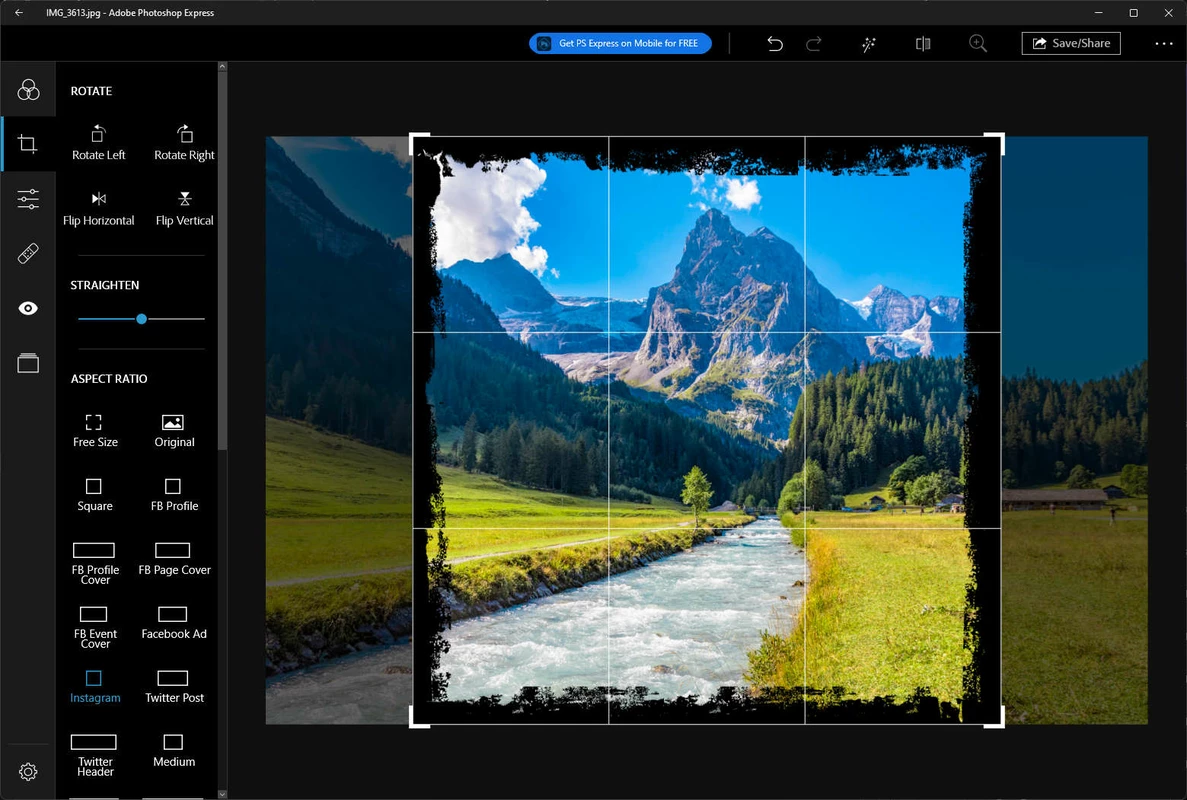 A screenshot of Adobe Photoshop Express