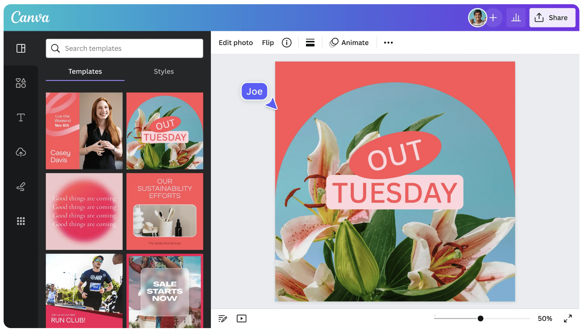 A screenshot of Canva.